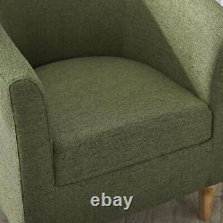 1 Seater Soft Sofa Linen Solid with Footstool Couch Wood Legs in Lounge Bedroom