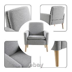 1 Seater Soft Sofa Linen Solid with Footstool Couch Wood Legs in Lounge Bedroom