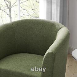 1 Seater Soft Sofa Linen Solid with Footstool Couch Wood Legs in Lounge Bedroom