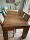100% Solid Oak Dining Table & 6 Solid Oak Suede Chairs