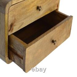 2 Drawer Curved Wall Mounted Oak-ish Bedside IN706