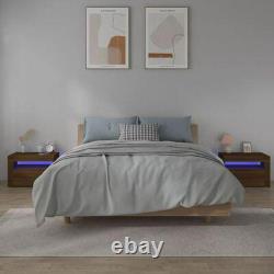 2 x Bedside Cabinets with LED Lights Bedroom Nightstand Living Room Side Tables