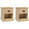 2pcs Bedside Table Bedroom Cabinet With Drawer Shelf Side Tables Nightstand Pair