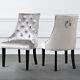 2x Upholestered Velvet Crush Dining Chair Knocker Nailhead Stud Chairs Oak Legs
