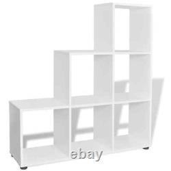 3/4 Tier Staircase Bookcase Bookshelf Display Storage Box Unit Cubes White/Oak