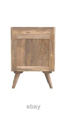 3 Draw Bedside Table with solid Gallery Back Mango Wood Solid Wood -Handmade