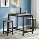 3 Pieces Table And Chair Sets Bar Table And Stool Set For Kitchen Dining Room