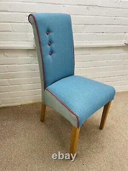 4 Multiyork Dining Chairs Newly Upholstered In Multicoloured Tweed Fabric