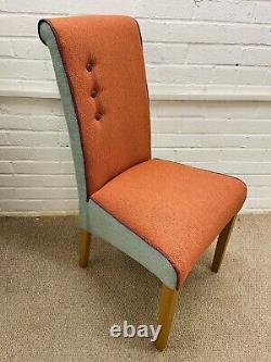 4 Multiyork Dining Chairs Newly Upholstered In Multicoloured Tweed Fabric