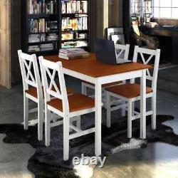 5 Piece Dining Set Brown oak and White Home Kitchen Furniture Table Chairs