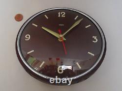 50/60s METAMEC WALL CLOCK, Vintage OAK WOOD & CHROME, Retro AA BATTERY QUARTZ