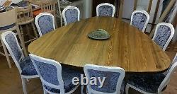 6,7,8,9 seater Large Dining Table, Plectrum Top, Chunky 44mm top, Triple leg