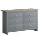 6 Drawer Chest Of Drawers Traditional Shabby Chic Sideboard Entryway Grey Oak