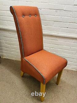 6 Furniture Village Dining Chairs ReUpholstered In Multicoloured Tweed Fabric