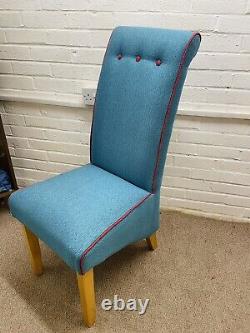 6 Furniture Village Dining Chairs ReUpholstered In Multicoloured Tweed Fabric