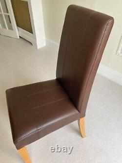 6 John Lewis Dining Chairs chocolate faux leather oak legs