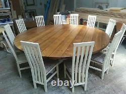 8,10,12, 14 seater Large Round Trafalgar Dining Table, Bespoke Chunky 44mm Top