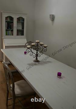 8,10,12 seater Large Shabby Country Painted Table, Curved Queen Post End