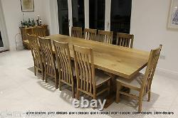 8-10-12 seater Solid Oak, Trident King Post Corbel, dining table. 54mm