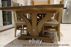 8-10-12 seater Solid Oak, Trident King Post Corbel, dining table. 54mm