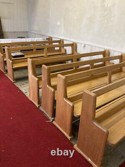 8ft Vintage Solid Wood Oak Church Authentic Pew Settle Bench Seat Bar Cafe