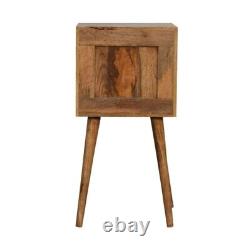 AF Cube Carved Range Oak Finish Solid Wood Bedside Table