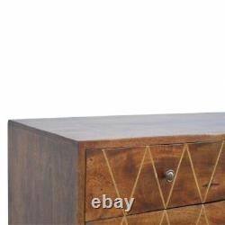 AF Range Solid Wood 2 Drawer TV Media Unit Stand with Brass Inlay