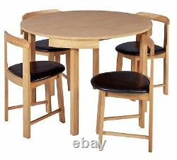 Alena Space Saver Solid Wood Dining Table & 4 Oak Chairs Space Saving