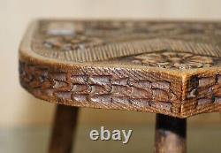 Antique 1575 Trinity College Cambridge Coat Of Arms Armorial Crest Side Table
