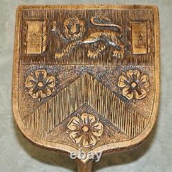 Antique 1575 Trinity College Cambridge Coat Of Arms Armorial Crest Side Table