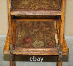 Antique 1880 Arts & Crafts Metamorphic Library Steps Original Carpet Upholstery