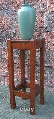 Antique Arts Crafts Mission Oak Wood End Accent Art Riser Plant Stand Table