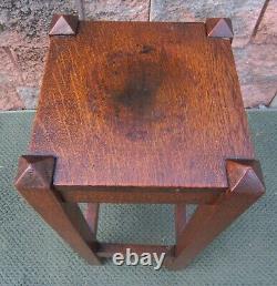 Antique Arts Crafts Mission Oak Wood End Accent Art Riser Plant Stand Table