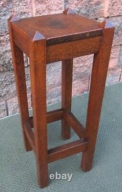 Antique Arts Crafts Mission Oak Wood End Accent Art Riser Plant Stand Table