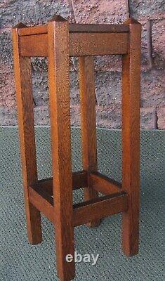 Antique Arts Crafts Mission Oak Wood End Accent Art Riser Plant Stand Table