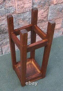 Antique Arts Crafts Mission Oak Wood End Accent Art Riser Plant Stand Table