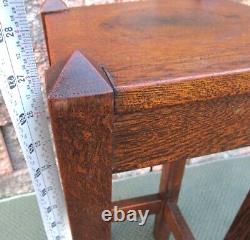 Antique Arts Crafts Mission Oak Wood End Accent Art Riser Plant Stand Table