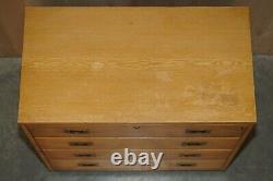 Antique Circa 1920 Light Oak Military Campaign Chest Of Drawers With Drop Front