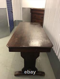Antique Edwardian solid oak 8 seat trestle table