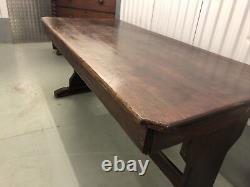 Antique Edwardian solid oak 8 seat trestle table