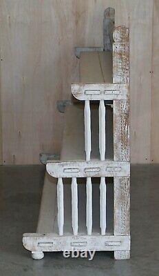 Antique Large Solid Oak Hand Painted Waterfall Bookcase Bookshelf Plant Display