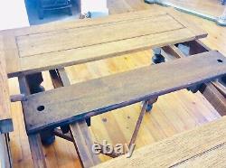 Antique Solid Oak Extendable Dining Table Wide Barley Twist Legs Golden Oak Top