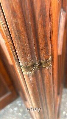 Antique Solid Oak Glazed Privacy screen room divider Brass Fixings Very Heavy