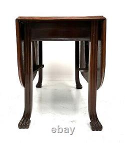 Antique Solid Oak Mahogany Drop Leaf Oval Kitchen Breakfast Dining Table