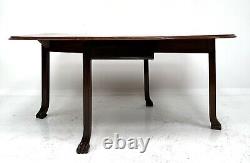 Antique Solid Oak Mahogany Drop Leaf Oval Kitchen Breakfast Dining Table