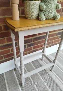 Antique Solid Oak Wood Console Hall Side Plant Table Barley Twist Legs Painted