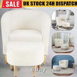 Arm Chair Upholstered Armchair Padded Seat Single Sofa with Ottoman Footstool