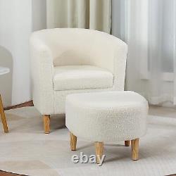 Arm Chair Upholstered Armchair Padded Seat Single Sofa with Ottoman Footstool