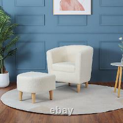 Arm Chair Upholstered Armchair Padded Seat Single Sofa with Ottoman Footstool