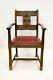 Art Deco Style Solid Oak Armchair Faux Leather Drop In Seat Carved Free Delivery